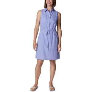 imageColumbia Womens PFG Bonehead Stretch Sleeveless Dress Cotton BlendFairytale Swiss Dot