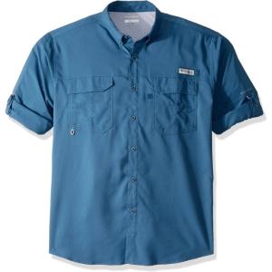 imageColumbia Mens PFG Blood and Guts III Long Sleeve Shirt Stain ampamp Water ResistantBlue Heron