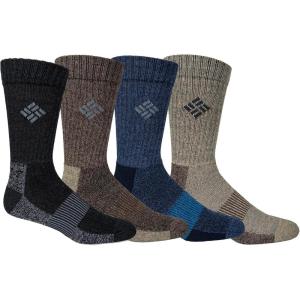 imageColumbia Mens 4 Pack Mositure Control Crew SocksBlackBrownNavyKhaki