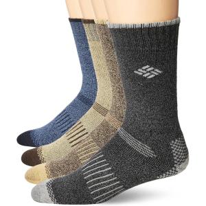imageColumbia Mens 4 Pack Mositure Control Crew SocksBrownBlueGreyKhaki