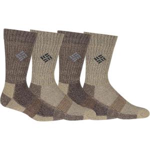 imageColumbia Mens 4 Pack Mositure Control Crew SocksBrownKhaki