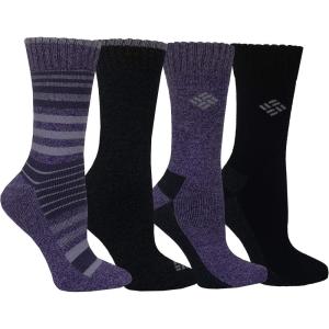 imageColumbia Mens 4 Pack Mositure Control Crew SocksPlumBlack