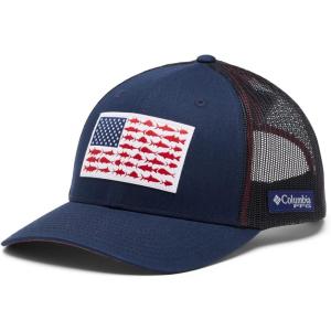 imageColumbia Unisex Adult PFG Logo Mesh Ball CapCollegiate NavySunset Red