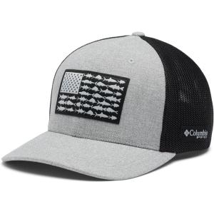 imageColumbia Unisex Adult PFG Logo Mesh Ball CapCool Grey HeatherGrillUS Fish Flag