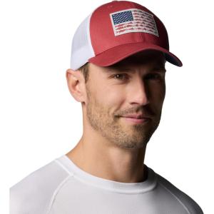 imageColumbia Unisex Adult PFG Logo Mesh Ball CapDusty CrimsonWhiteNocturnal