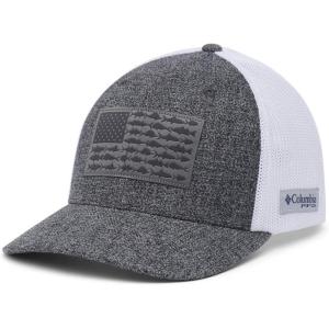 imageColumbia Unisex Adult PFG Logo Mesh Ball CapGrill Heather  White  Us Fish Flag