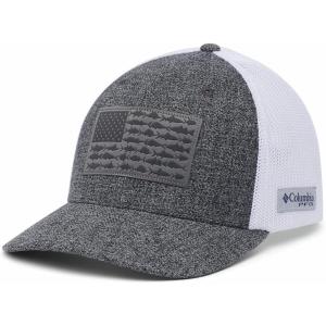 imageColumbia Unisex Adult PFG Logo Mesh Ball CapGrill HeatherWhiteUS Fish Flag