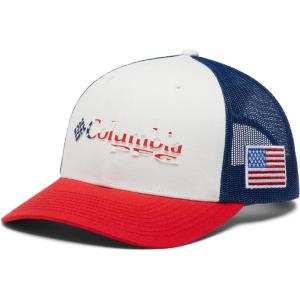 imageColumbia Unisex Adult PFG Logo Mesh Ball CapRed Spark  Us Flag