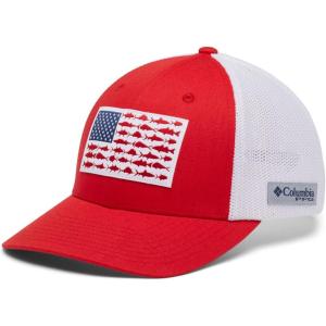 imageColumbia Unisex Adult PFG Logo Mesh Ball CapRed SparkWhiteUS Fish