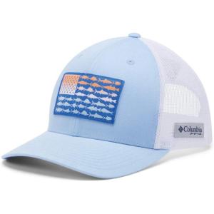 imageColumbia Unisex Adult PFG Logo Mesh Ball CapSail  Vivid Blue  Fish Flag Fade