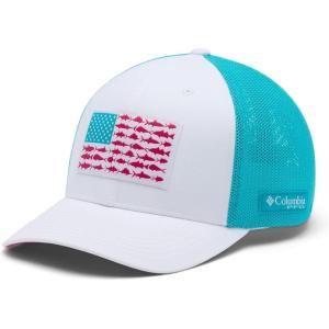 imageColumbia Unisex Adult PFG Logo Mesh Ball CapWhiteGuava PinkFish Flag