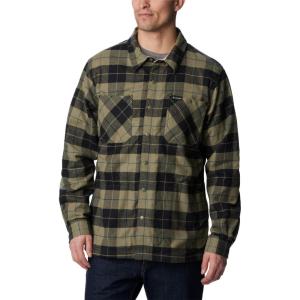 imageColumbia Mens Cornell Woods Fleece Lined Shirt JacketStone GreenDark Stone Woodsman Tartan