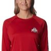 imageColumbia NCAA Womens Collegiate Tidal Tee Ls ShirtOs  Intense Red  White