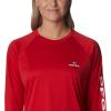 imageColumbia NCAA Womens Collegiate Tidal Tee Ls ShirtUga  Bright Red  White