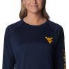 imageColumbia NCAA Womens Collegiate Tidal Tee Ls ShirtWv  Collegiate NavyMlb Gold