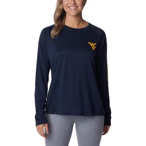 imageColumbia NCAA Womens Collegiate Tidal Tee Ls ShirtWv  Collegiate NavyMlb Gold