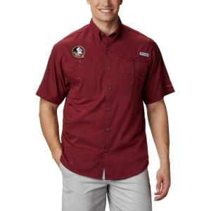 imageColumbia Mens CLG Tamiami Short Sleeve ShirtFsu  Cabernet