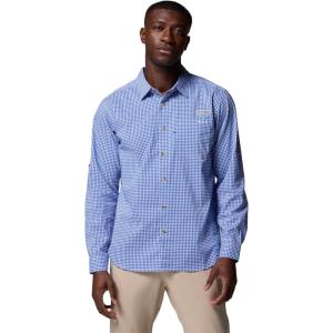 imageColumbia Mens PFG Harbor Peak Long Sleeve ShirtVivid Blue Micro Gingham