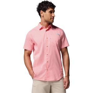 imageColumbia Mens PFG Harbor Peak Short Sleeve ShirtMelonade Micro Gingham