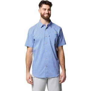 imageColumbia Mens PFG Harbor Peak Short Sleeve ShirtVivid Blue Gingham