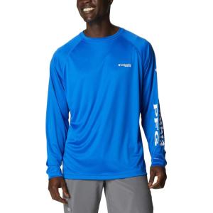imageColumbia Mens PFG Terminal Tackle PFG Patriot Long Sleeve ShirtBlue MacawWhite Logo