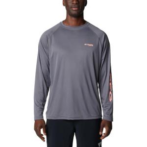 imageColumbia Mens PFG Terminal Tackle PFG Patriot Long Sleeve ShirtCity GreyTiki Pink Logo