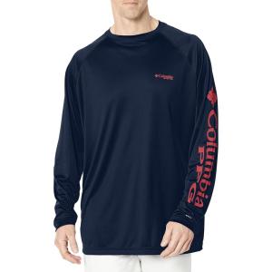imageColumbia Mens PFG Terminal Tackle PFG Patriot Long Sleeve ShirtCollegiate NavySunset Red Logo