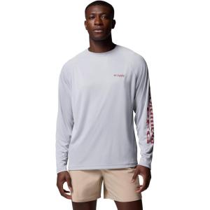 imageColumbia Mens PFG Terminal Tackle PFG Patriot Long Sleeve ShirtCool GreyDusty Crimson Logo
