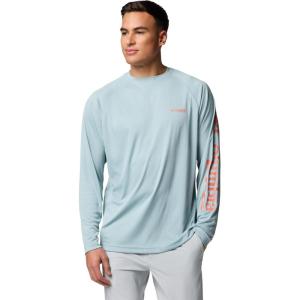 imageColumbia Mens PFG Terminal Tackle PFG Patriot Long Sleeve ShirtCrushed BlueFaded Peach Logo