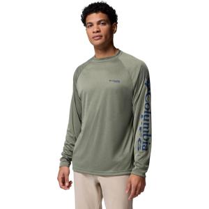 imageColumbia Mens PFG Terminal Tackle PFG Patriot Long Sleeve ShirtCypress HeatherCarbon Logo