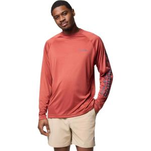 imageColumbia Mens PFG Terminal Tackle PFG Patriot Long Sleeve ShirtDusty CrimsonNocturnal Logo