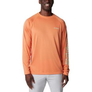 imageColumbia Mens PFG Terminal Tackle PFG Patriot Long Sleeve ShirtDusty OrangeNew Mint Logo