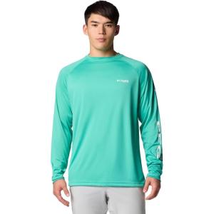 imageColumbia Mens PFG Terminal Tackle PFG Patriot Long Sleeve ShirtGlaze GreenWhite Logo