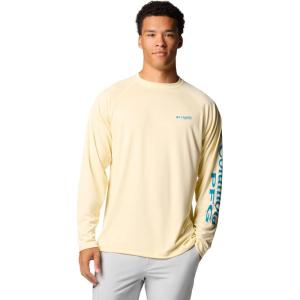 imageColumbia Mens PFG Terminal Tackle PFG Patriot Long Sleeve ShirtLemon WashBlue Echo Logo