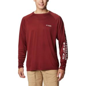 imageColumbia Mens PFG Terminal Tackle PFG Patriot Long Sleeve ShirtRed JasperCool Grey Logo