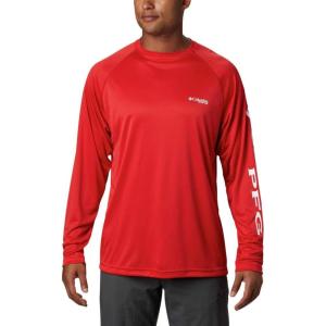 imageColumbia Mens PFG Terminal Tackle PFG Patriot Long Sleeve ShirtRed SparkWhite Logo