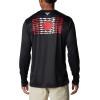 imageColumbia Mens Terminal Tackle PFG Fish Flag Long Sleeve Shirt DiscontinuedBlackBright Red Can Fish