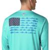 imageColumbia Mens Terminal Tackle PFG Fish Flag Long Sleeve Shirt DiscontinuedBright AquaDark Pool
