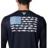 imageColumbia Mens Terminal Tackle PFG Fish Flag Long Sleeve Shirt DiscontinuedCollegiate NavyAgate Blue Mid Atlantic