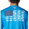 imageColumbia Mens Terminal Tackle PFG Fish Flag Long Sleeve Shirt DiscontinuedCompass BlueWhite Offshore Fish
