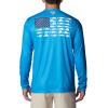 imageColumbia Mens Terminal Tackle PFG Fish Flag Long Sleeve Shirt DiscontinuedCompass BlueWhite Offshore Fish