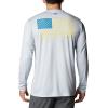imageColumbia Mens Terminal Tackle PFG Fish Flag Long Sleeve Shirt DiscontinuedCool GreyDeep Marine Trout Flies