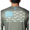 imageColumbia Mens Terminal Tackle PFG Fish Flag Long Sleeve Shirt DiscontinuedCypressOpal Blue Bass Lures