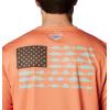 imageColumbia Mens Terminal Tackle PFG Fish Flag Long Sleeve Shirt DiscontinuedDusty OrangeDeep Olive