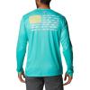 imageColumbia Mens Terminal Tackle PFG Fish Flag Long Sleeve Shirt DiscontinuedElectric TurquoiseSun Glow