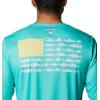 imageColumbia Mens Terminal Tackle PFG Fish Flag Long Sleeve Shirt DiscontinuedElectric TurquoiseSun Glow