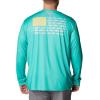 imageColumbia Mens Terminal Tackle PFG Fish Flag Long Sleeve Shirt DiscontinuedElectric TurquoiseSun Glow