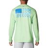 imageColumbia Mens Terminal Tackle PFG Fish Flag Long Sleeve Shirt DiscontinuedLime GlowVivid Blue