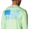 imageColumbia Mens Terminal Tackle PFG Fish Flag Long Sleeve Shirt DiscontinuedLime GlowVivid Blue