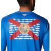 imageColumbia Mens Terminal Tackle PFG Fish Flag Long Sleeve Shirt DiscontinuedVivid BlueFl Fish